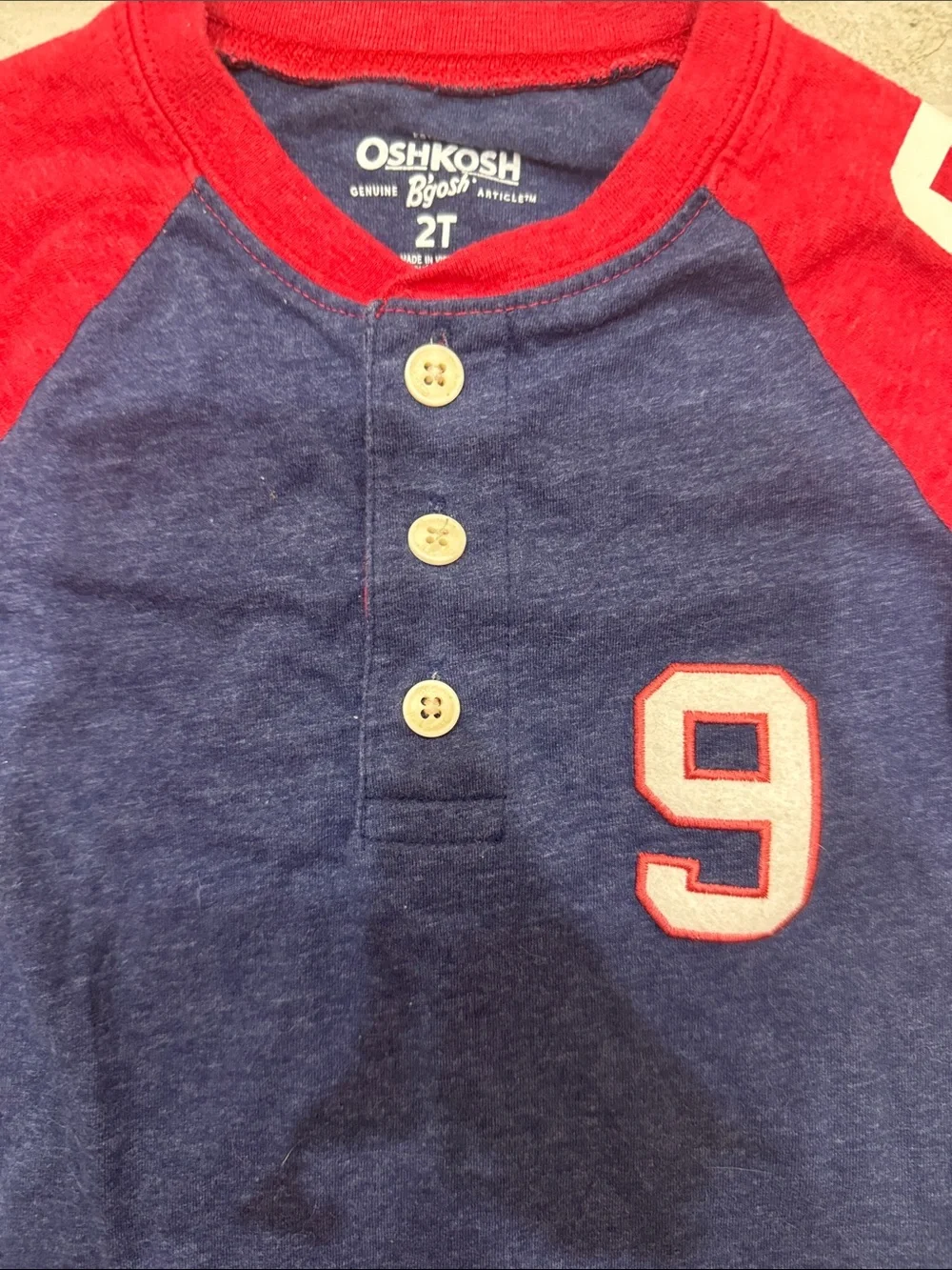 OshKosh B'gosh Navy & Red Raglan Henley with Number 9